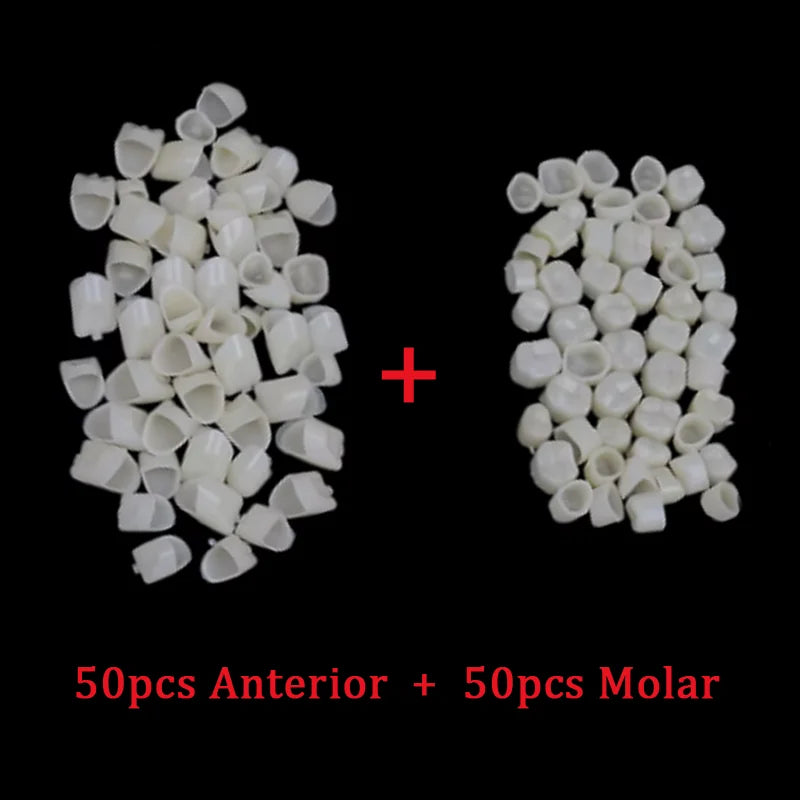 50/100pcs Dental Temporary Crown Resin Teeth Veneers Materials Porcelain Tooth For Anterior and Posterior Teeth Restoration Tool