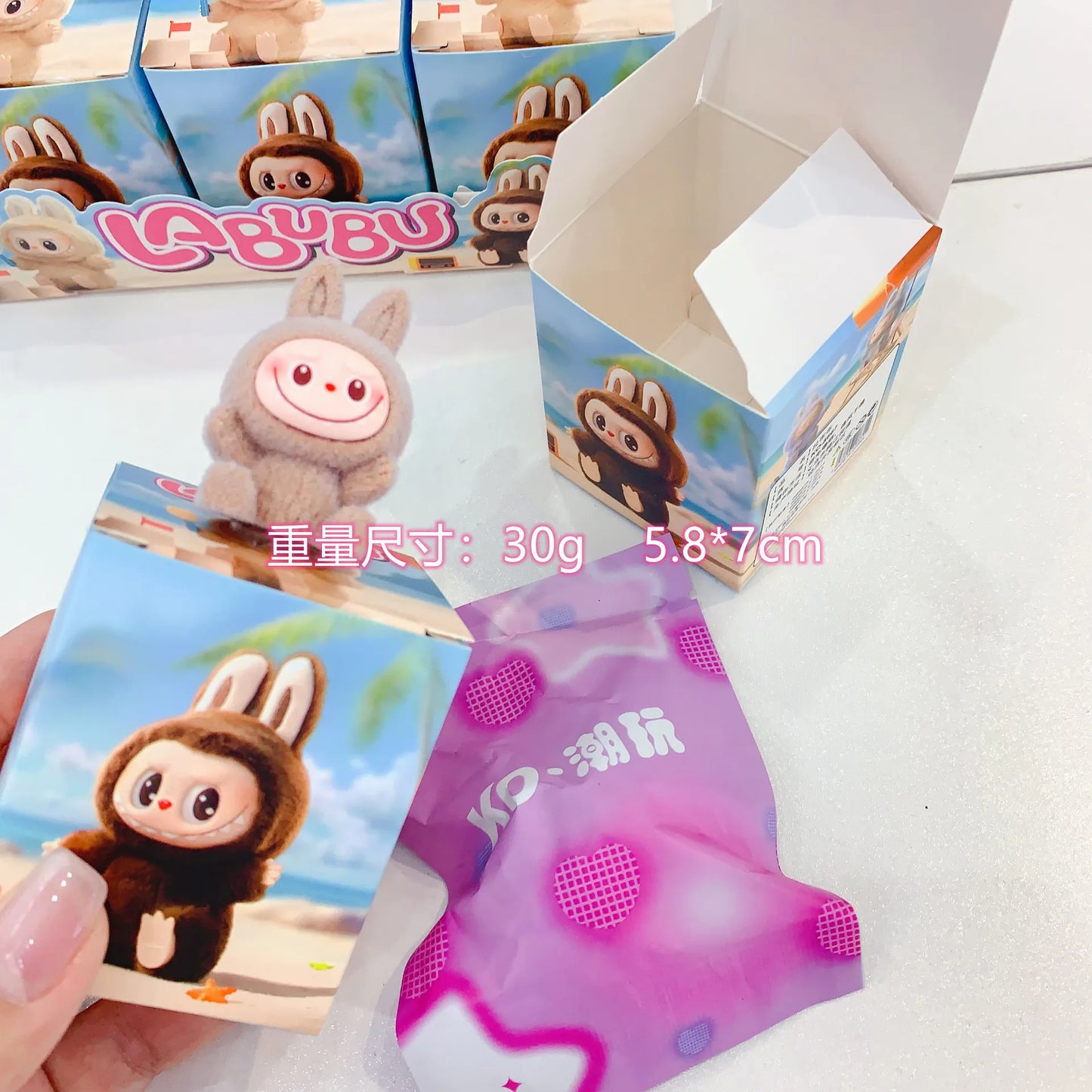 New Labubu Mystery Box Cartoon Flocking Hand-Made Blind Box High-Value Mini Cute Doll Desktop Ornaments Model Children Gifts