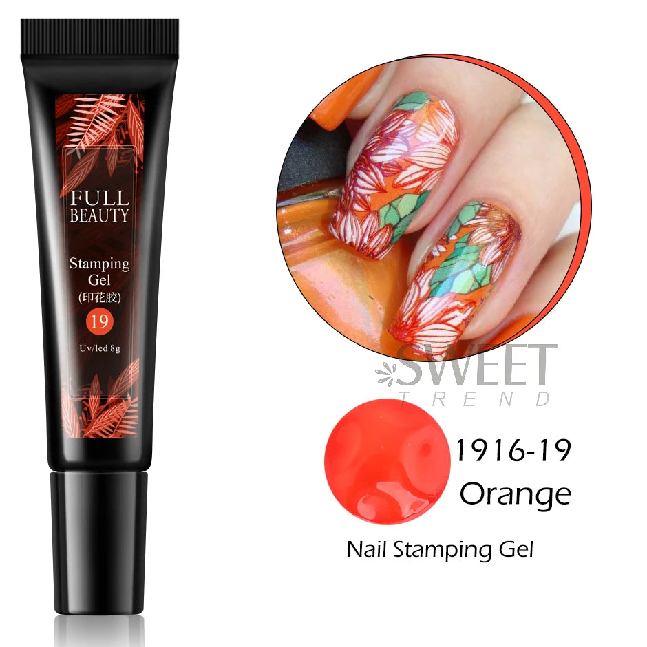 8ml Black Nail Stamping Gel Polish White Gold Transfer Gel Printing Plate Manicure UV Soak Off Varnish Template Tools SA1793-1