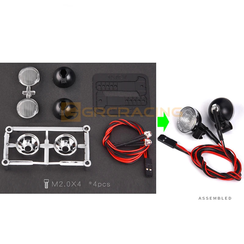 CGRC 1 Set LED Spotlight Headlights for 1/10 RC Crawler Car Traxxas TRX4 Defender Bronco TRX6 G63 AXIAL SCX10 RC4WD D90 Parts