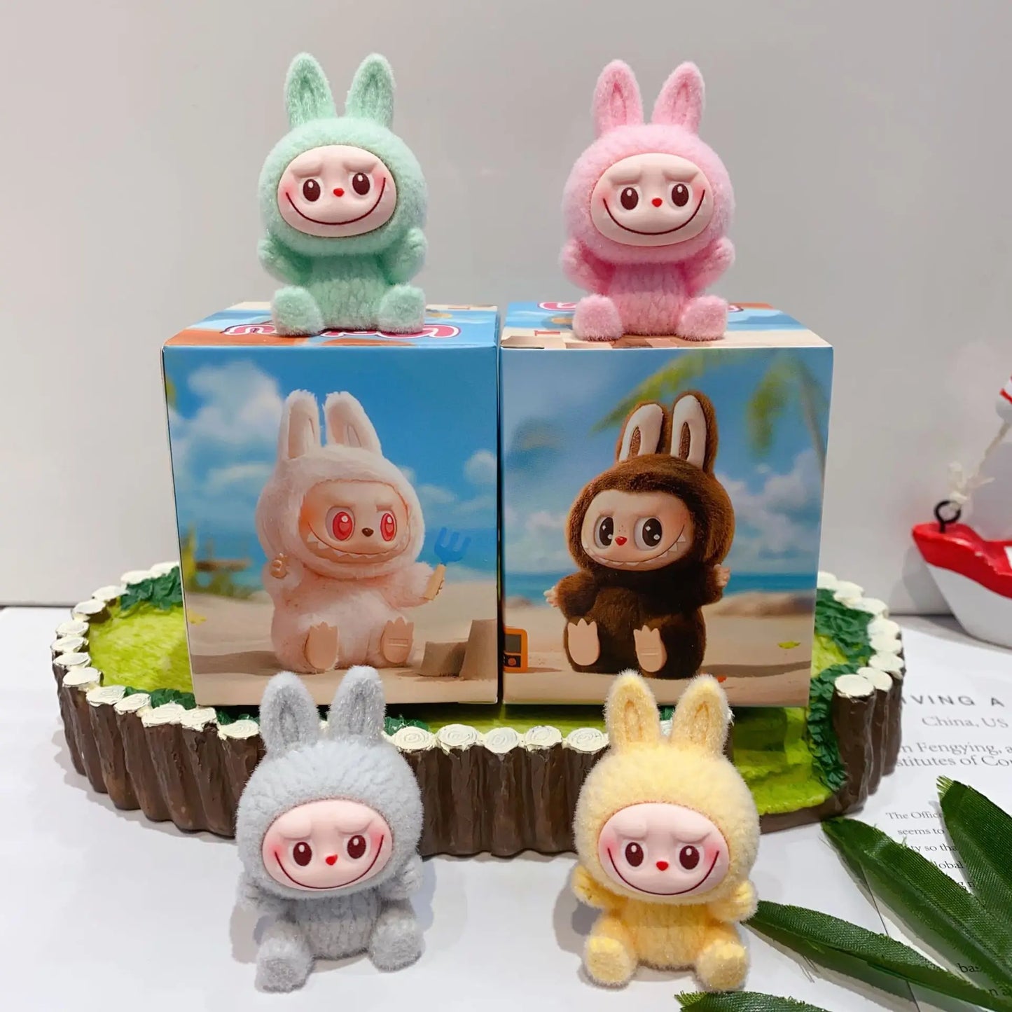 New Labubu Mystery Box Cartoon Flocking Hand-Made Blind Box High-Value Mini Cute Doll Desktop Ornaments Model Children Gifts