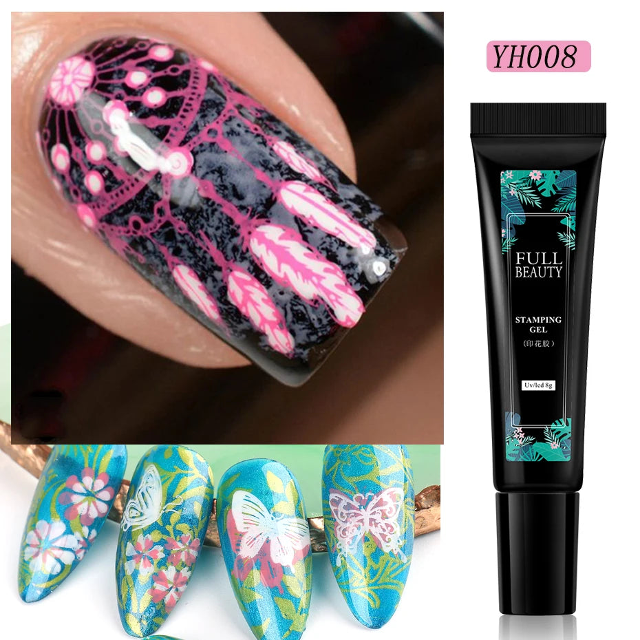 8ml Black Nail Stamping Gel Polish White Gold Transfer Gel Printing Plate Manicure UV Soak Off Varnish Template Tools SA1793-1