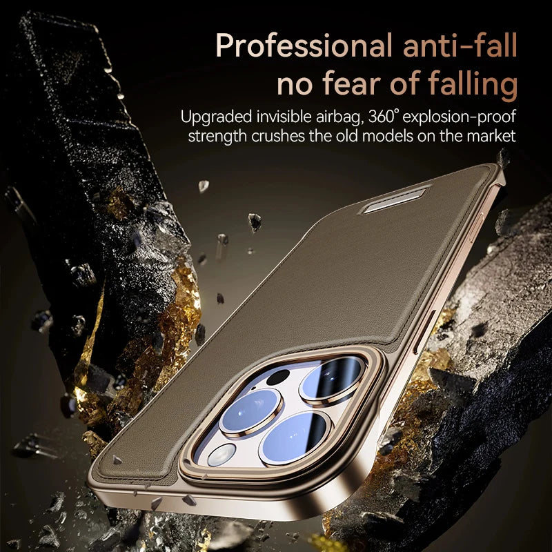Leather Thin Phone Case For Iphone 13 14 15 16 Pro Max Luxury Anti-fall Cover Frameless Light Phone SHell For IPHON 15 16 Promax