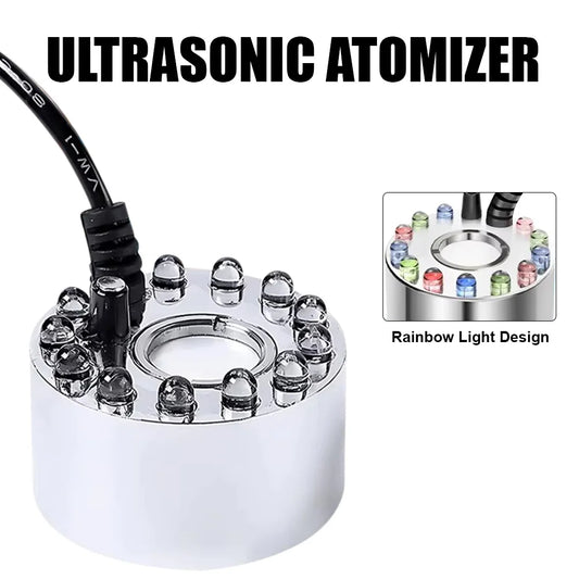 Mist Maker, Indoor Fountain Mister Foggers, Small Pond Fog Machine Atomizer Air Humidifier With LED Colorful Lights 1pcs