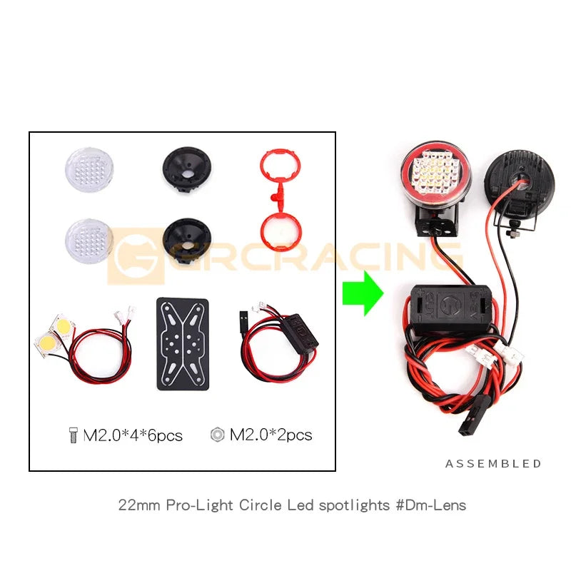 CGRC 1 Set LED Spotlight Headlights for 1/10 RC Crawler Car Traxxas TRX4 Defender Bronco TRX6 G63 AXIAL SCX10 RC4WD D90 Parts