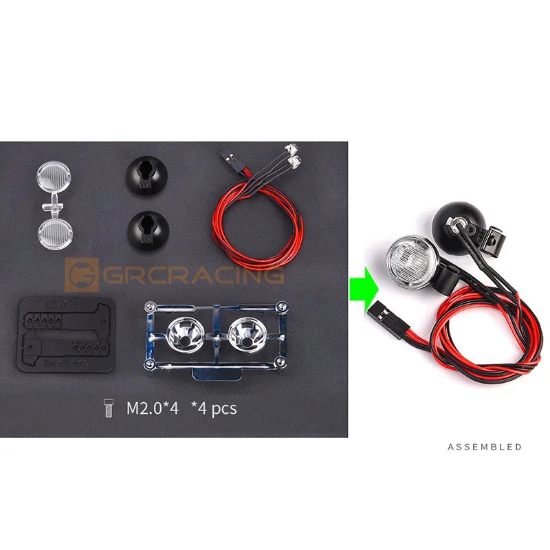 CGRC 1 Set LED Spotlight Headlights for 1/10 RC Crawler Car Traxxas TRX4 Defender Bronco TRX6 G63 AXIAL SCX10 RC4WD D90 Parts