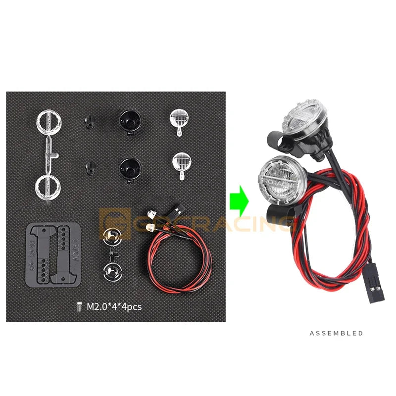 CGRC 1 Set LED Spotlight Headlights for 1/10 RC Crawler Car Traxxas TRX4 Defender Bronco TRX6 G63 AXIAL SCX10 RC4WD D90 Parts