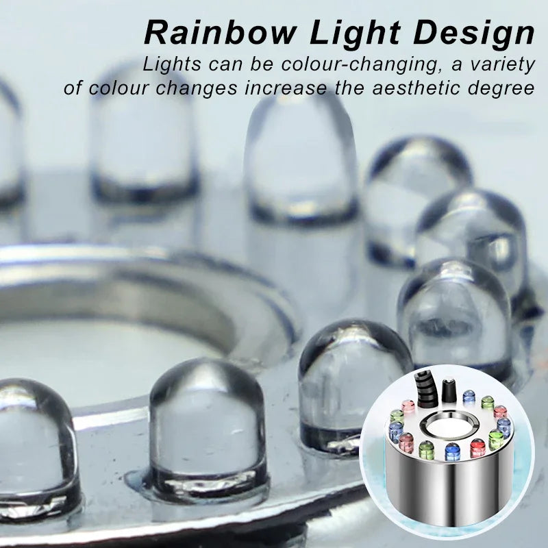 Mist Maker, Indoor Fountain Mister Foggers, Small Pond Fog Machine Atomizer Air Humidifier With LED Colorful Lights 1pcs