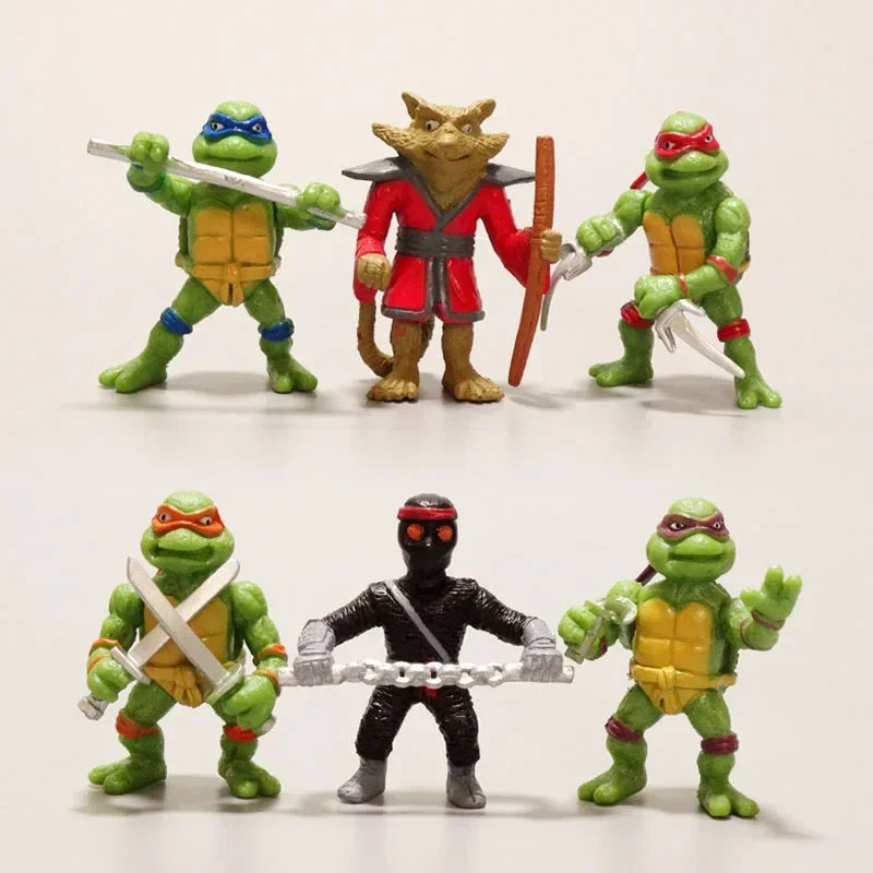 6 Pieces/bag Bandai Teenage Mutant Ninja Turtles Cute Mini Doll Cartoon Toy Children Anime Doll Cake Decoration Birthday Gift