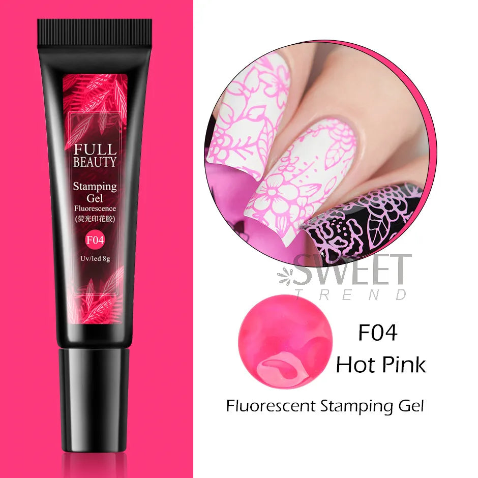 8ml Black Nail Stamping Gel Polish White Gold Transfer Gel Printing Plate Manicure UV Soak Off Varnish Template Tools SA1793-1