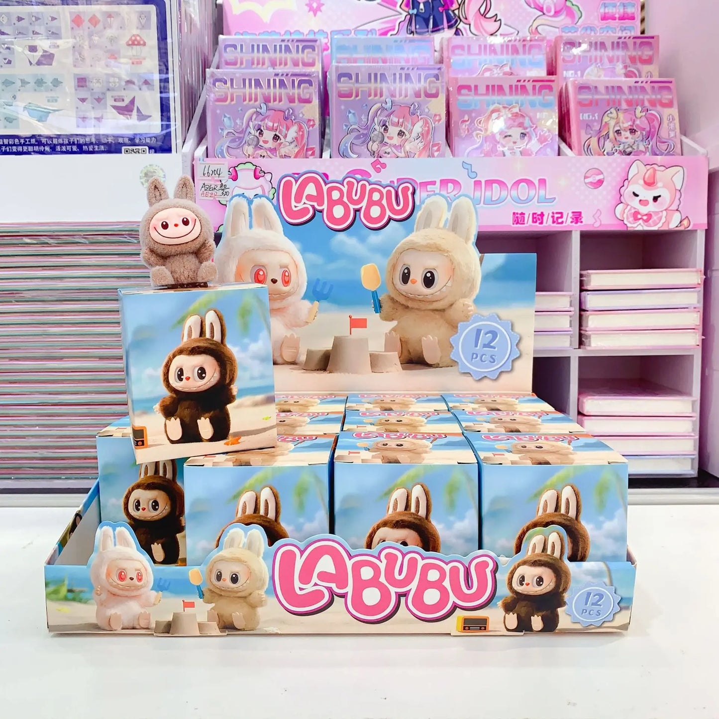 New Labubu Mystery Box Cartoon Flocking Hand-Made Blind Box High-Value Mini Cute Doll Desktop Ornaments Model Children Gifts