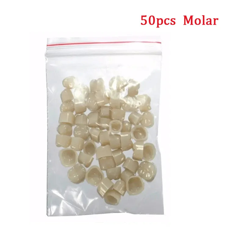 50/100pcs Dental Temporary Crown Resin Teeth Veneers Materials Porcelain Tooth For Anterior and Posterior Teeth Restoration Tool