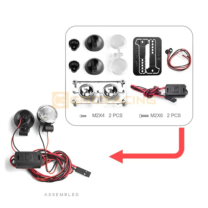 CGRC 1 Set LED Spotlight Headlights for 1/10 RC Crawler Car Traxxas TRX4 Defender Bronco TRX6 G63 AXIAL SCX10 RC4WD D90 Parts