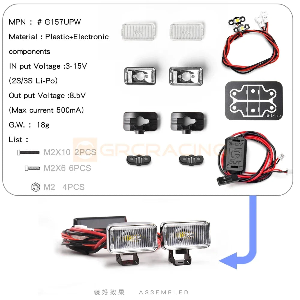CGRC 1 Set LED Spotlight Headlights for 1/10 RC Crawler Car Traxxas TRX4 Defender Bronco TRX6 G63 AXIAL SCX10 RC4WD D90 Parts
