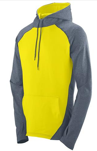 Augusta Sportswear bright yellow sweatshirt with gray sleeves
